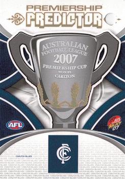 2007 Select AFL Supreme - Premiership Predictors #PC3 Carlton Blues Front